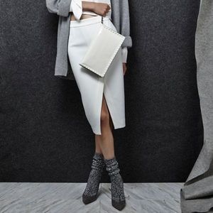 Nicholas crossover hem pencil skirt.